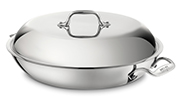 The All-Clad braiser is made of stainless steel.