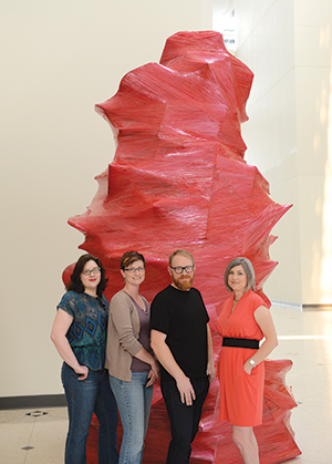 From left: Laura Burkhalter, Staci Nevinski, Mat Greiner and Larassa Kabel founded Chicken Tractor as a way to help increase opportunities for local artists. 